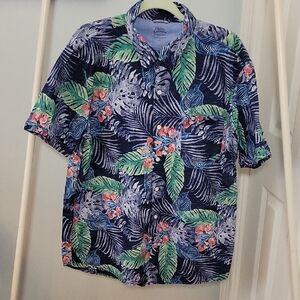 Izod Saltwater Relaxed Classics Hawaiian Tropical Print Button Down Shirt Sz XL